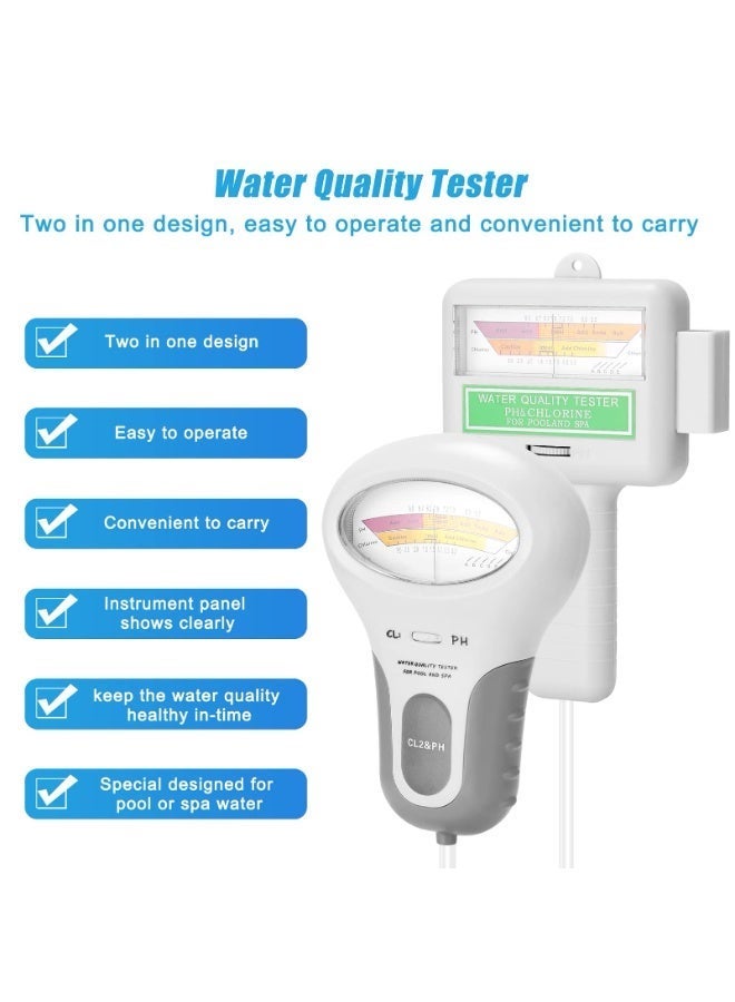 جهاز اختبار المياه والكلور – أداة اختبار مياه حمام السباحة والسبا (pH و Cl²) ، جسم بلاستيكي متين ، سهل الاستخدام ويعمل بالبطارية - Image 2